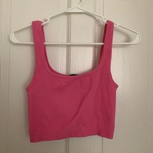Pink Stretchy Zara Ribbed Tank Top